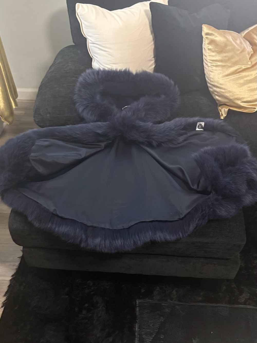 Women's Navy Blue Authentic Real Fox Fur - Picture 5 of 5